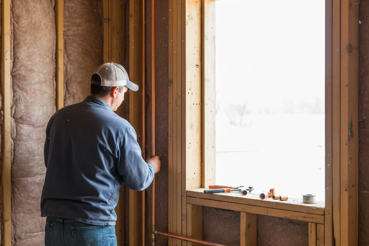 Licensed plumber running new copper supply lines in a Carol Stream home